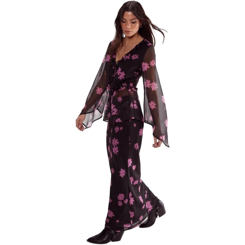 imageDitsy Floral Chiffon Maxi SkirtBlack