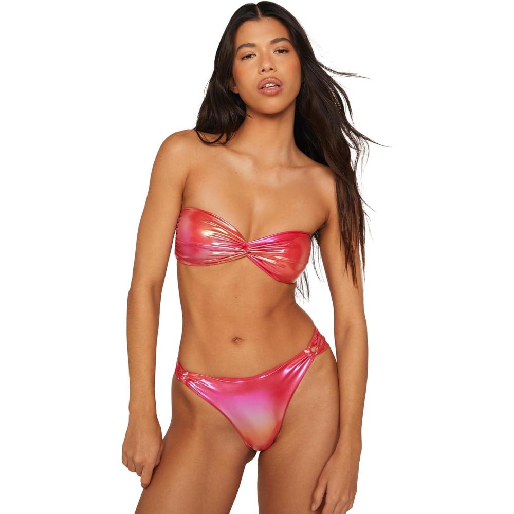 imageWomens Metallic Ombre Twist Bandeau Bikini SetPink