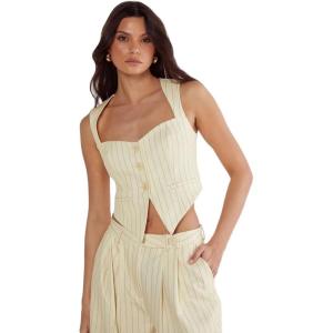Butter Pinstripe Tailored Vest(Butter)