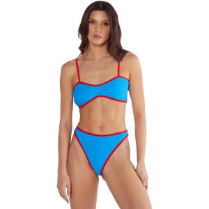 Contrast Binding High Leg Bikini(Blue)