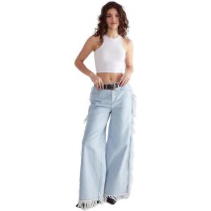 Women’s Frayed Edge Denim Jean(Light Wash)