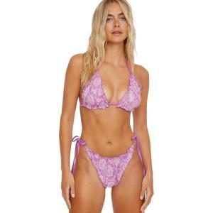 Women’s Lace 2 Tone Ruffle Triangle Bikini Set(Pink)
