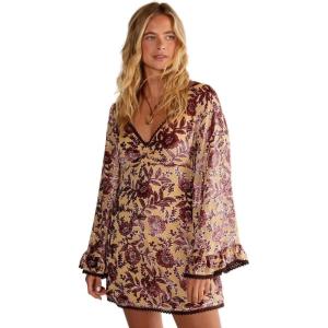 Nasty Gal Women’s Vintage Floral Devore Lace Trim Ruffle Sleeve Mini Dress(Beige)