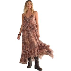 Nasty Gal Women’s Zebra Ruffle Tie Front Maxi Dress(Beige)