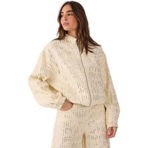 Nasty Gal womens Denim Sequin Bomber Jacket(Ecru)