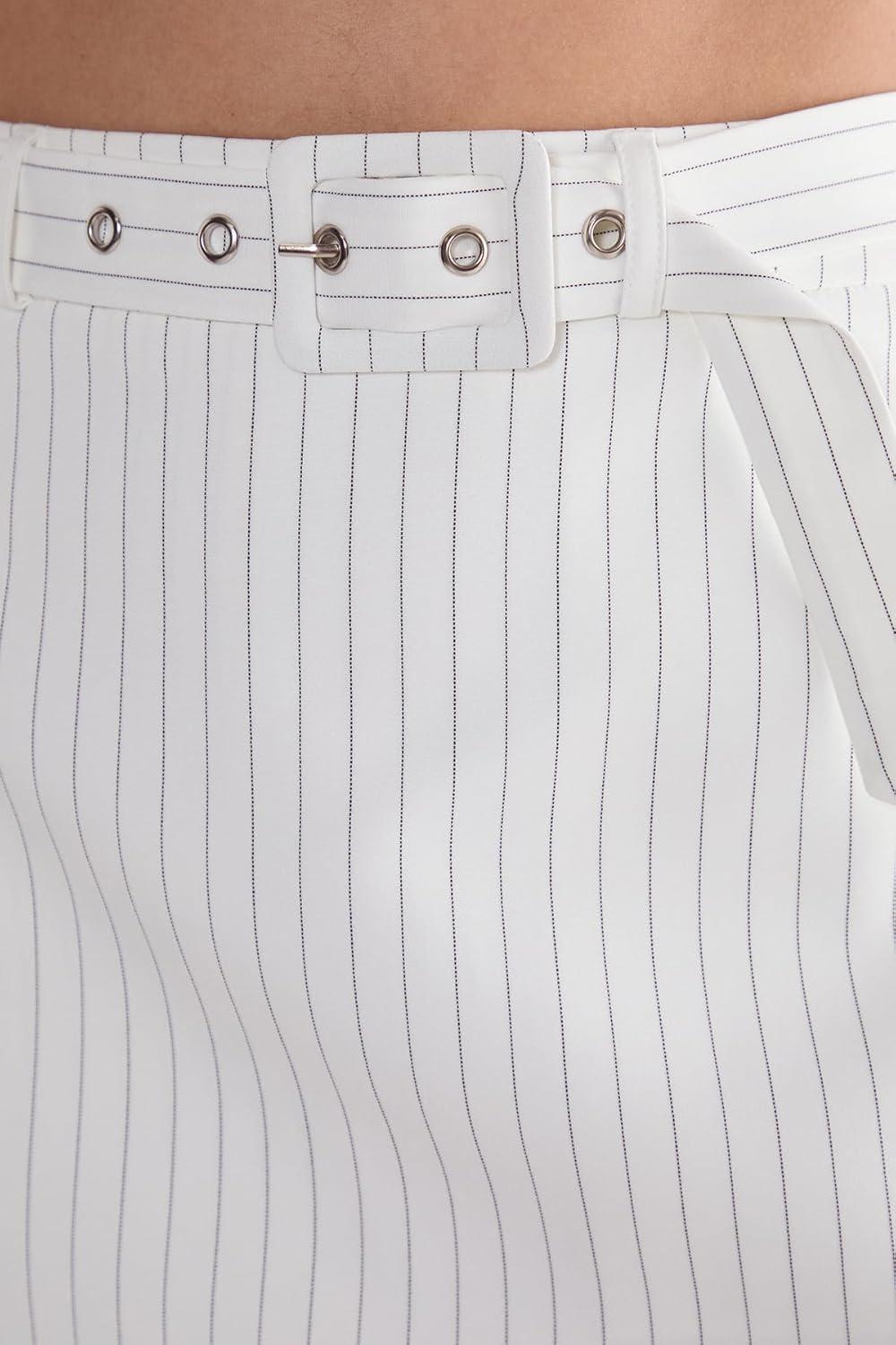 imageNasty Gal Womens Pinstripe Belted Tailored SkortWhite