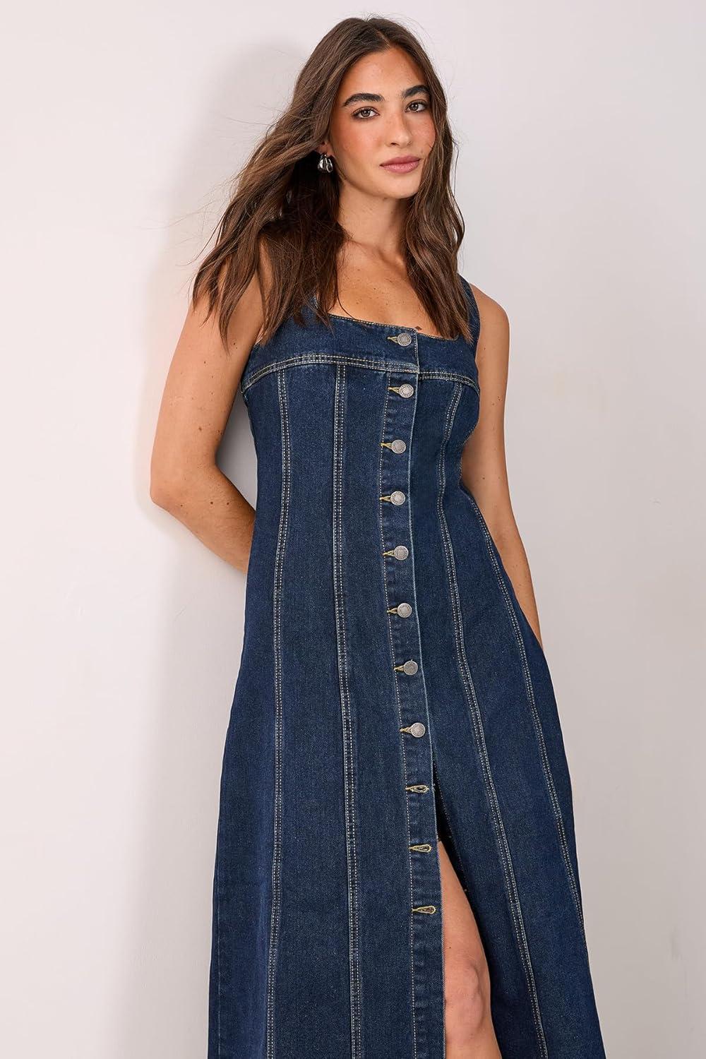 imageNasty Gal Denim Button Through Midi Dress