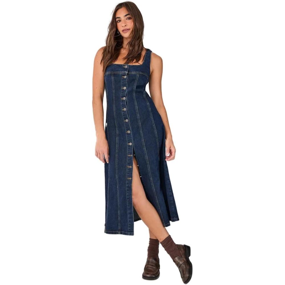 imageNasty Gal Denim Button Through Midi Dress
