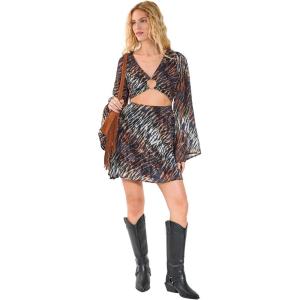 Nasty Gal Animal Burnout Anneau Découpé Flared Sleeve Mini robe