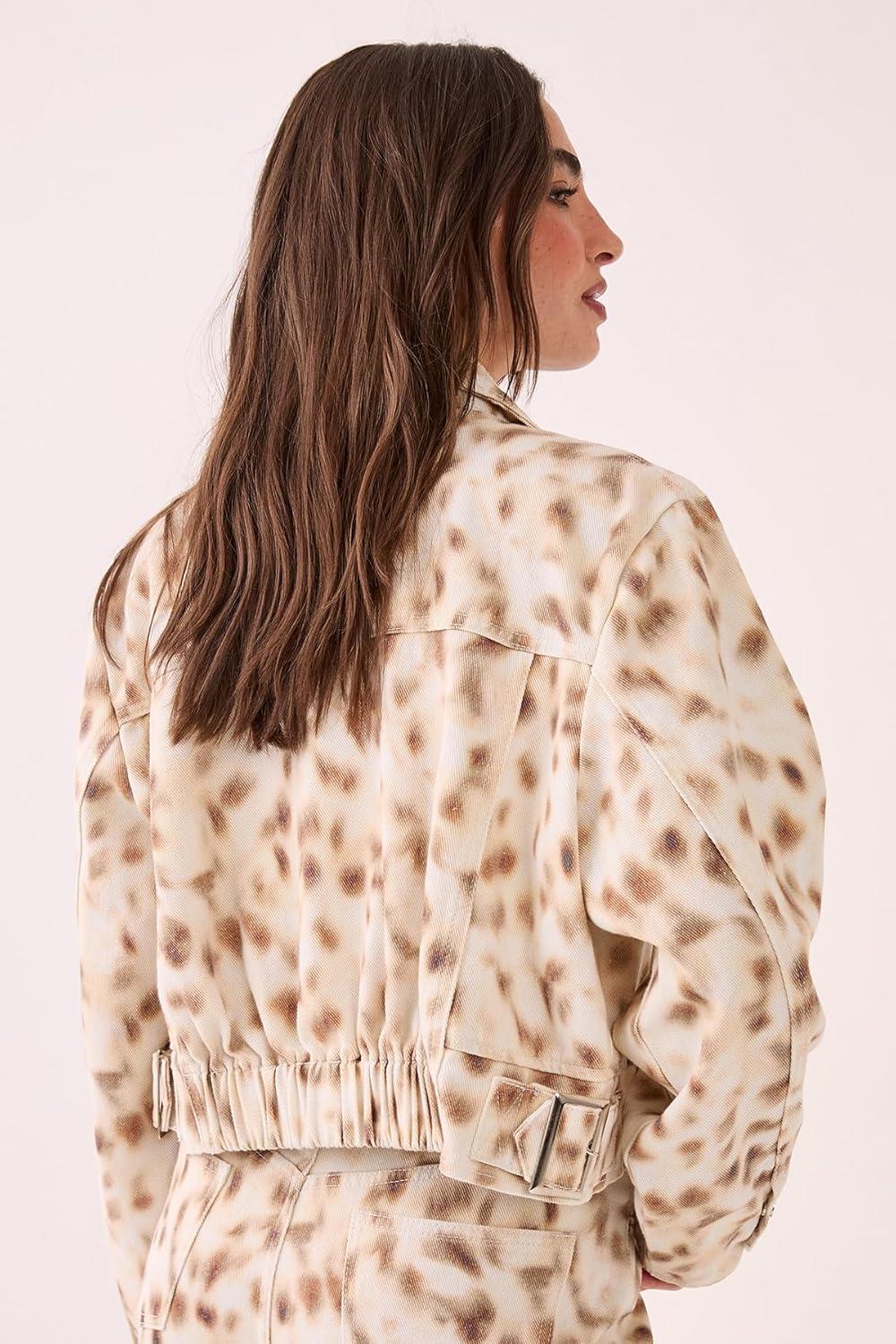 imageNasty Gal Deer Print Ovoid Cropped Denim Jacket