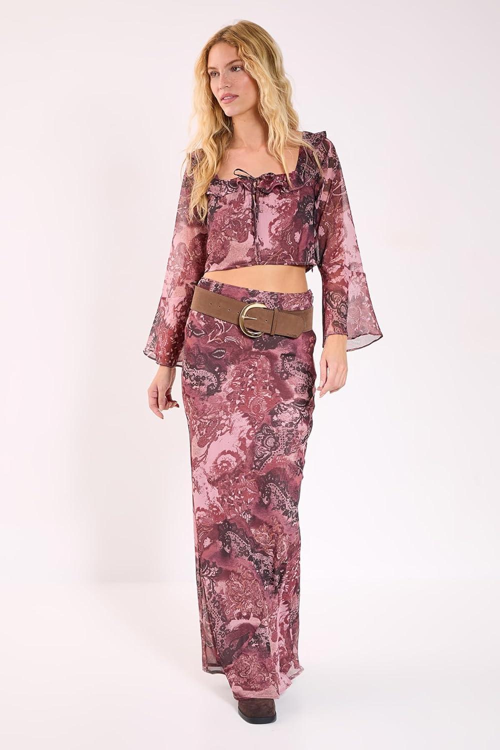 imageNasty Gal Paisley Ruffle Fluted Sleeve Top