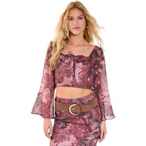 Nasty Gal Paisley Ruffle Fluted Sleeve Top