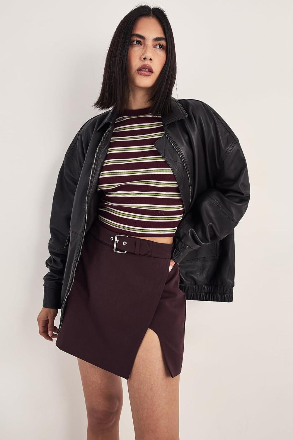 image:imageNasty Gal Belted Split Mini SkirtChocolate