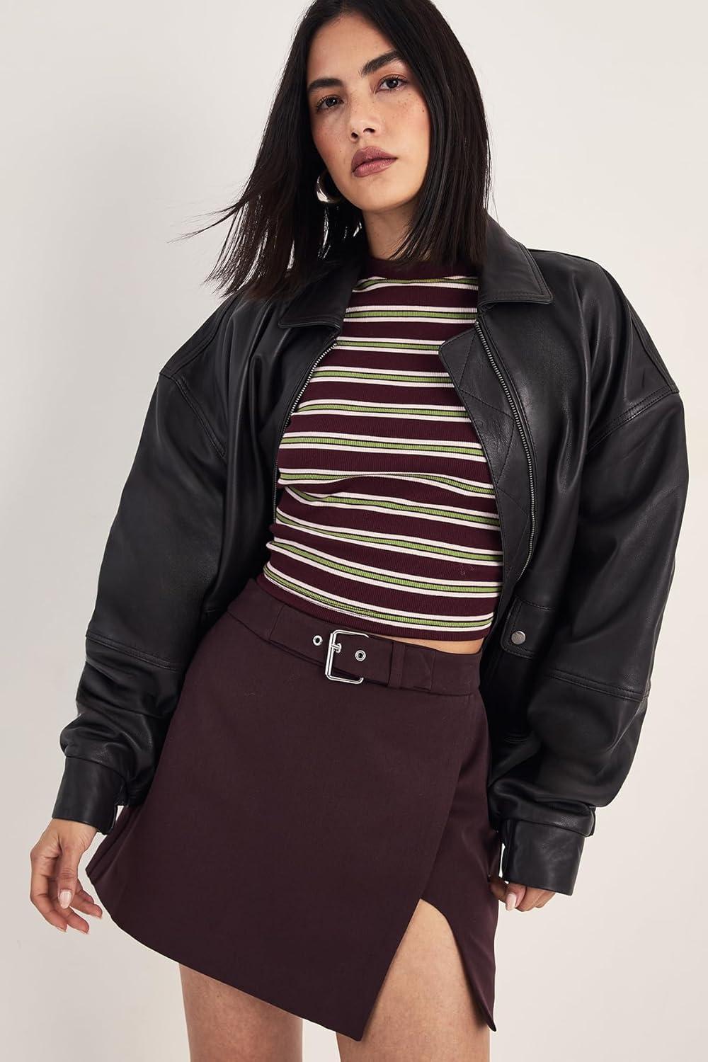 image:imageNasty Gal Belted Split Mini SkirtChocolate