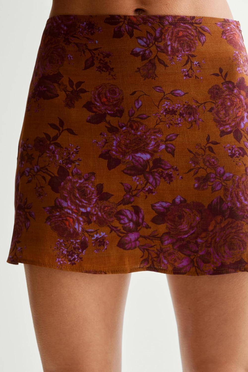 image:imageNasty Gal Floral Printed Mini SkirtChocolate