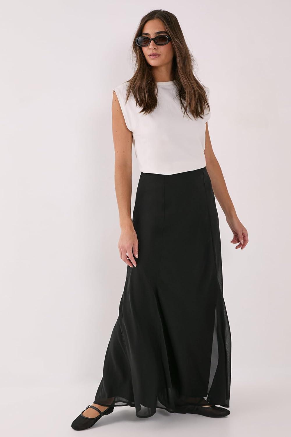 image:imageNasty Gal Godet Floaty Maxi SkirtBlack