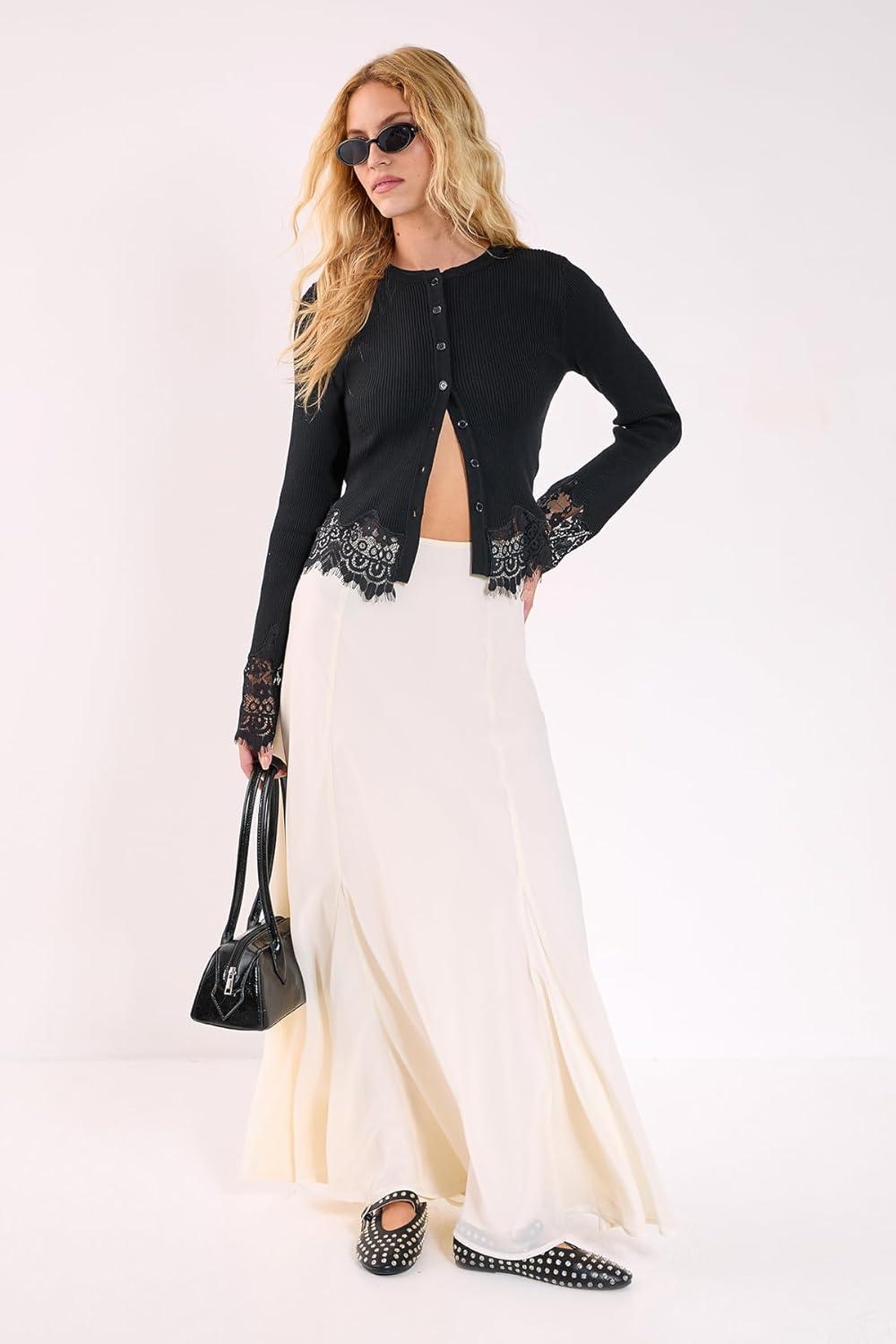 image:imageNasty Gal Godet Floaty Maxi SkirtCream