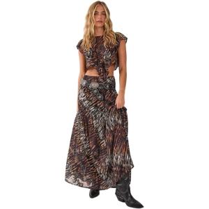 Nasty Gal Animal Burnout Tiered Maxi Skirt(Black)