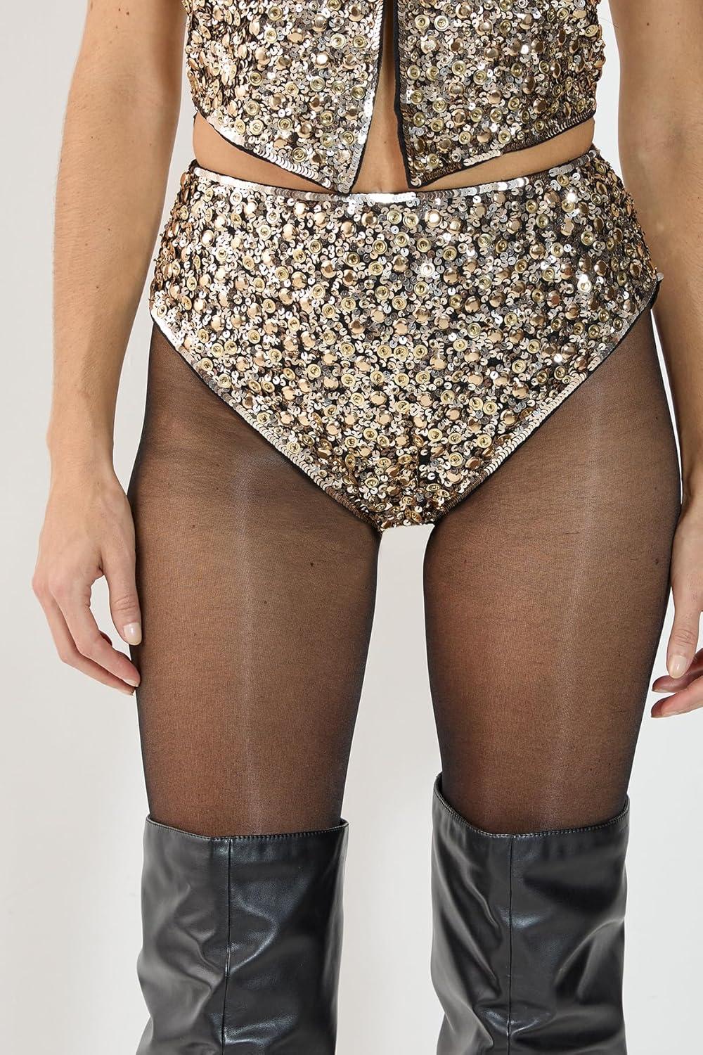 image:imageNasty Gal Cluster Hand Embellished Booty ShortsGold