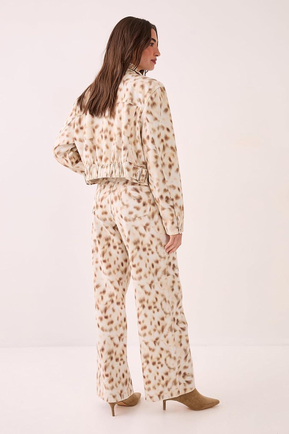 image:imageNasty Gal Deer Print Denim Barrel Leg Jean