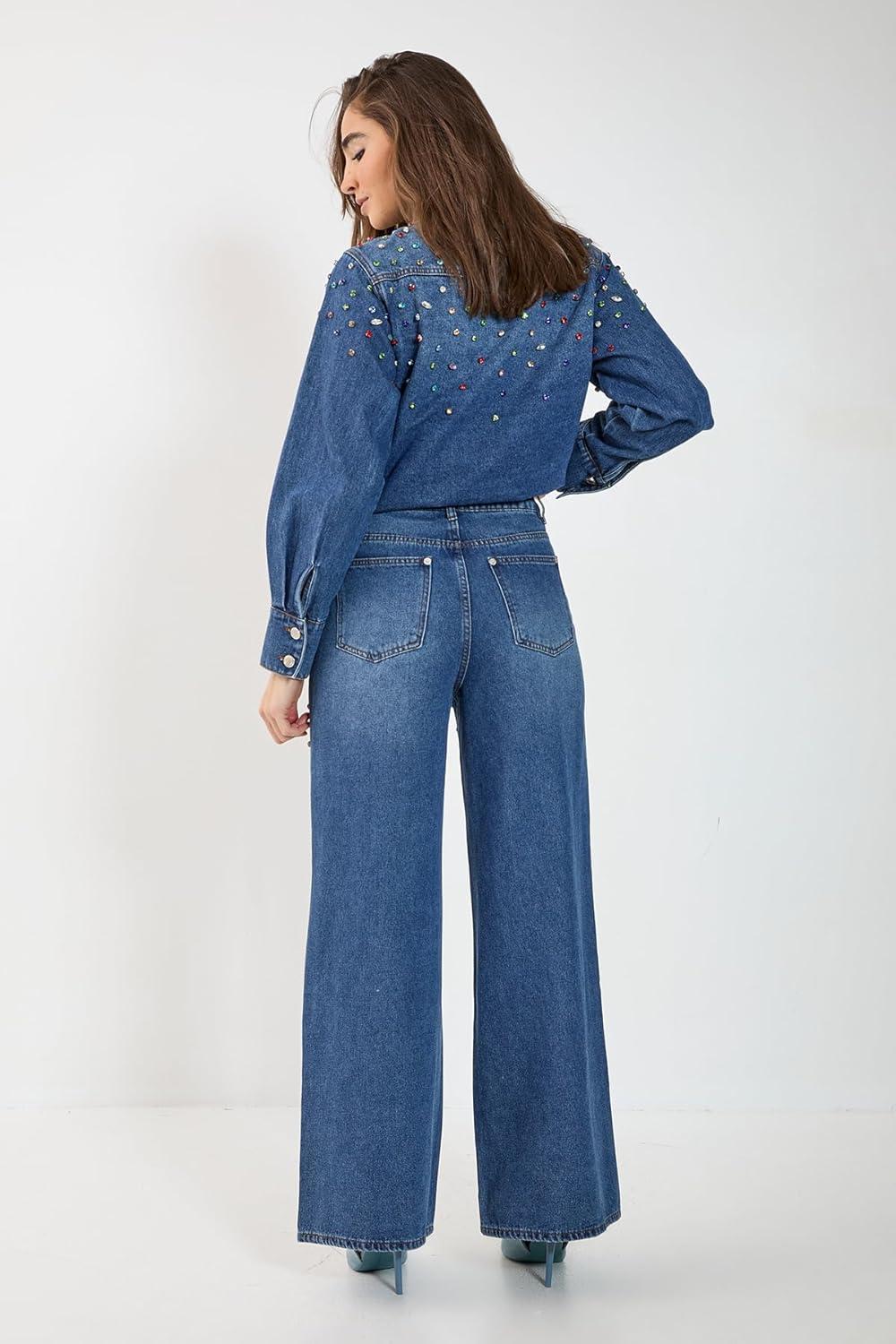 image:imageNasty Gal Denim Jewel Baggy Jeans