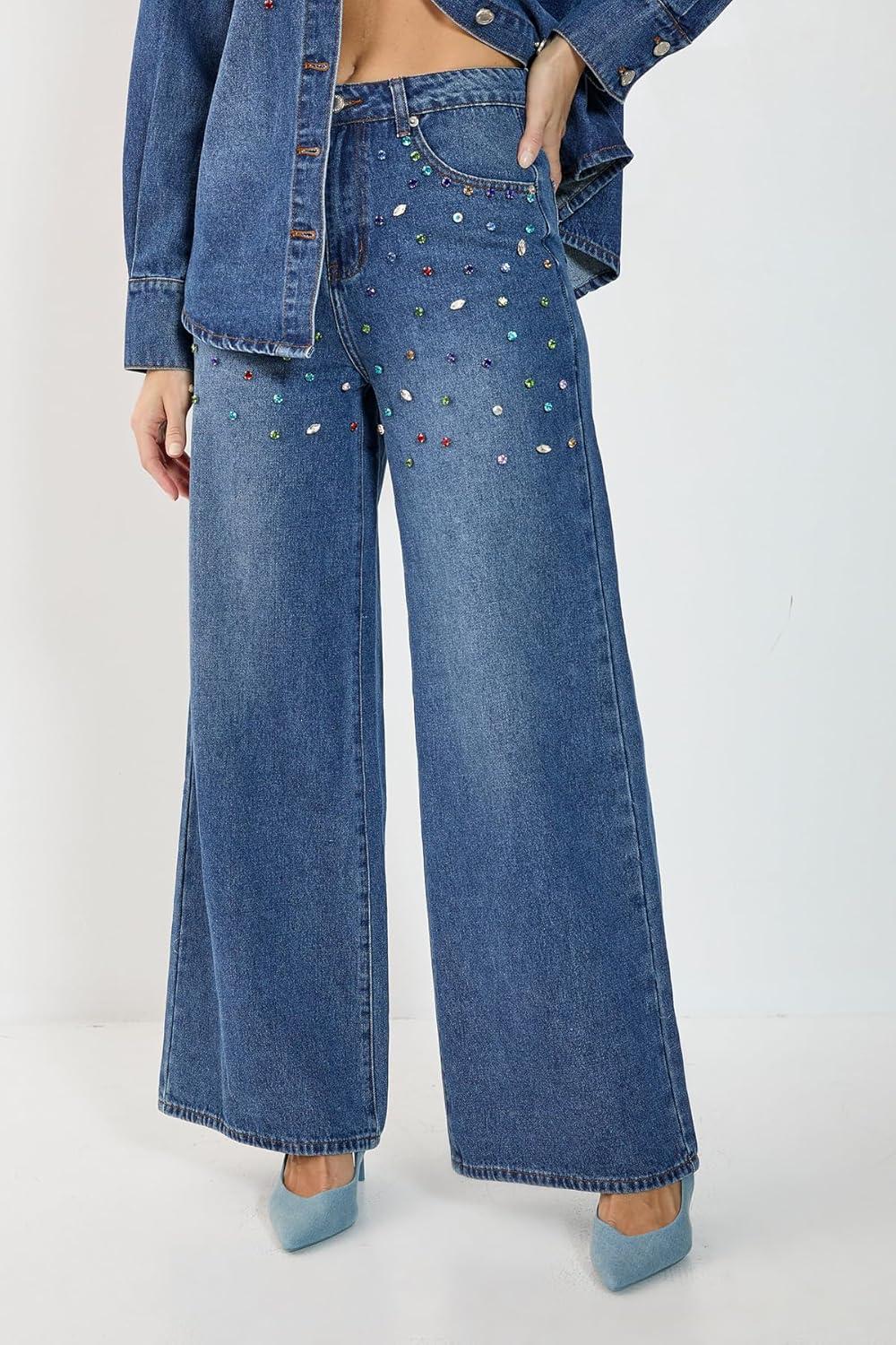 image:imageNasty Gal Denim Jewel Baggy Jeans