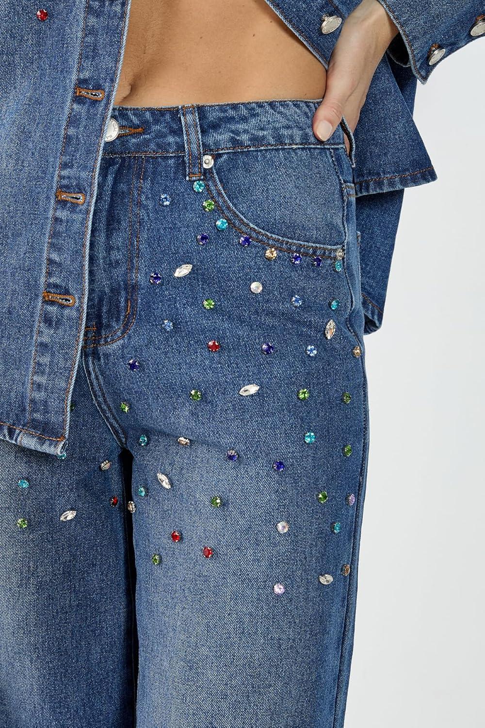 image:imageNasty Gal Denim Jewel Baggy Jeans