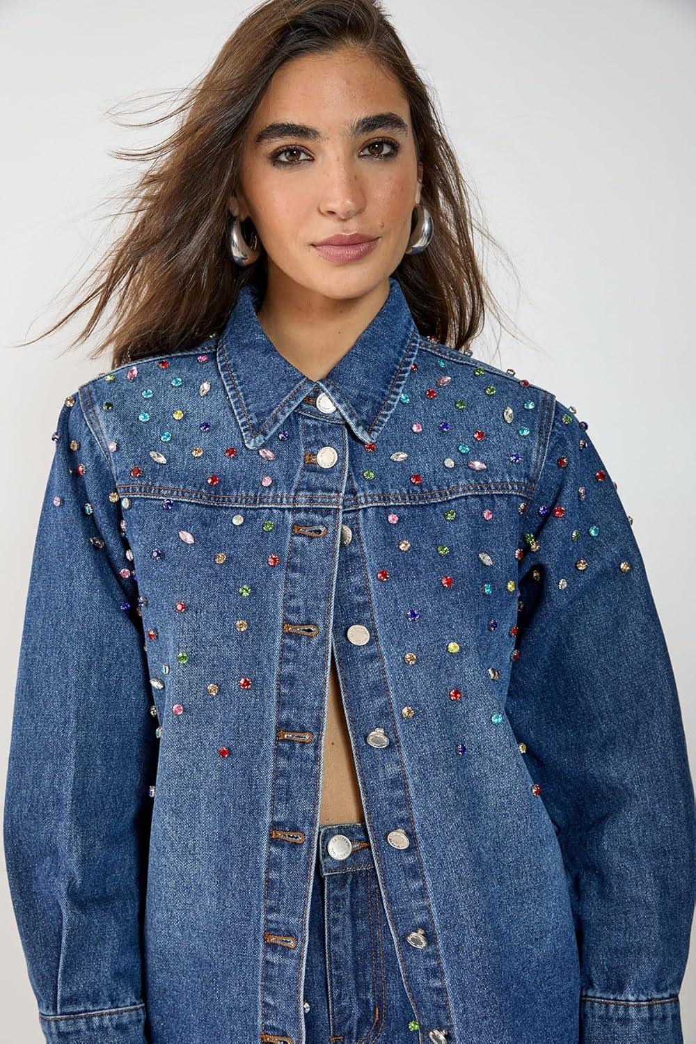 image:imageNasty Gal Denim Jewel Long Sleeve Shirt