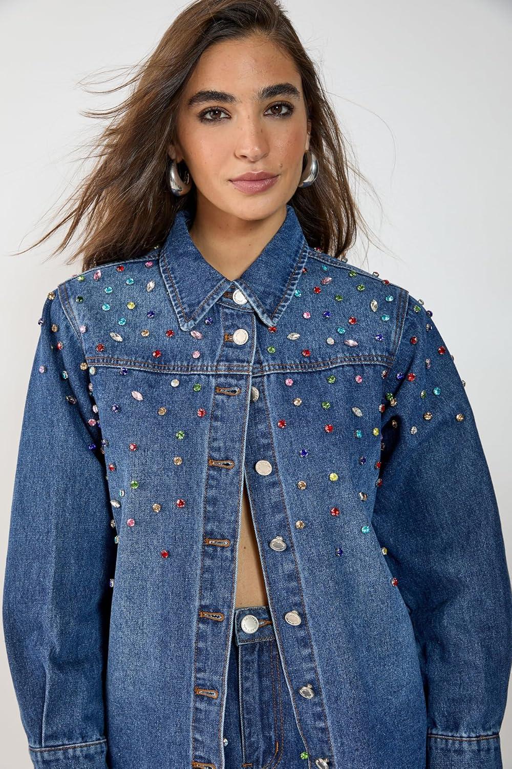 image:imageNasty Gal Denim Jewel Long Sleeve Shirt