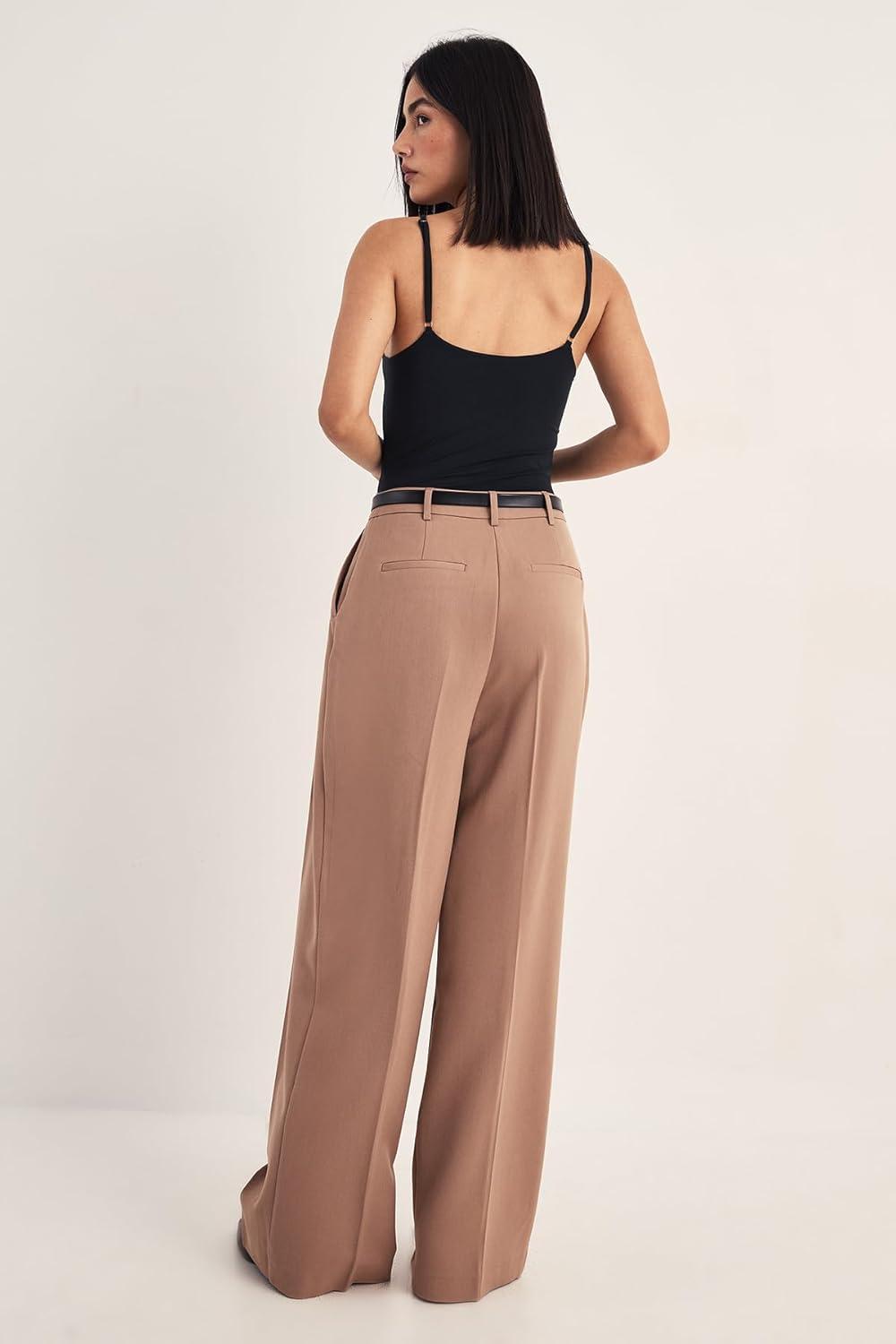 image:imageNasty Gal Mens Double Pleated Wide Leg Tailored PantsTaupe