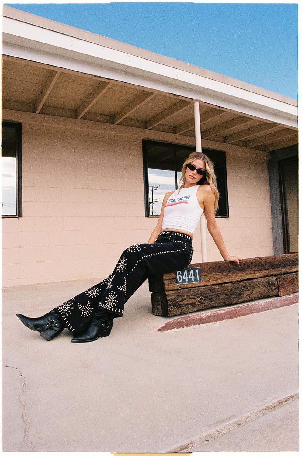 image:imageNasty Gal Western Studded Flare JeanBlack