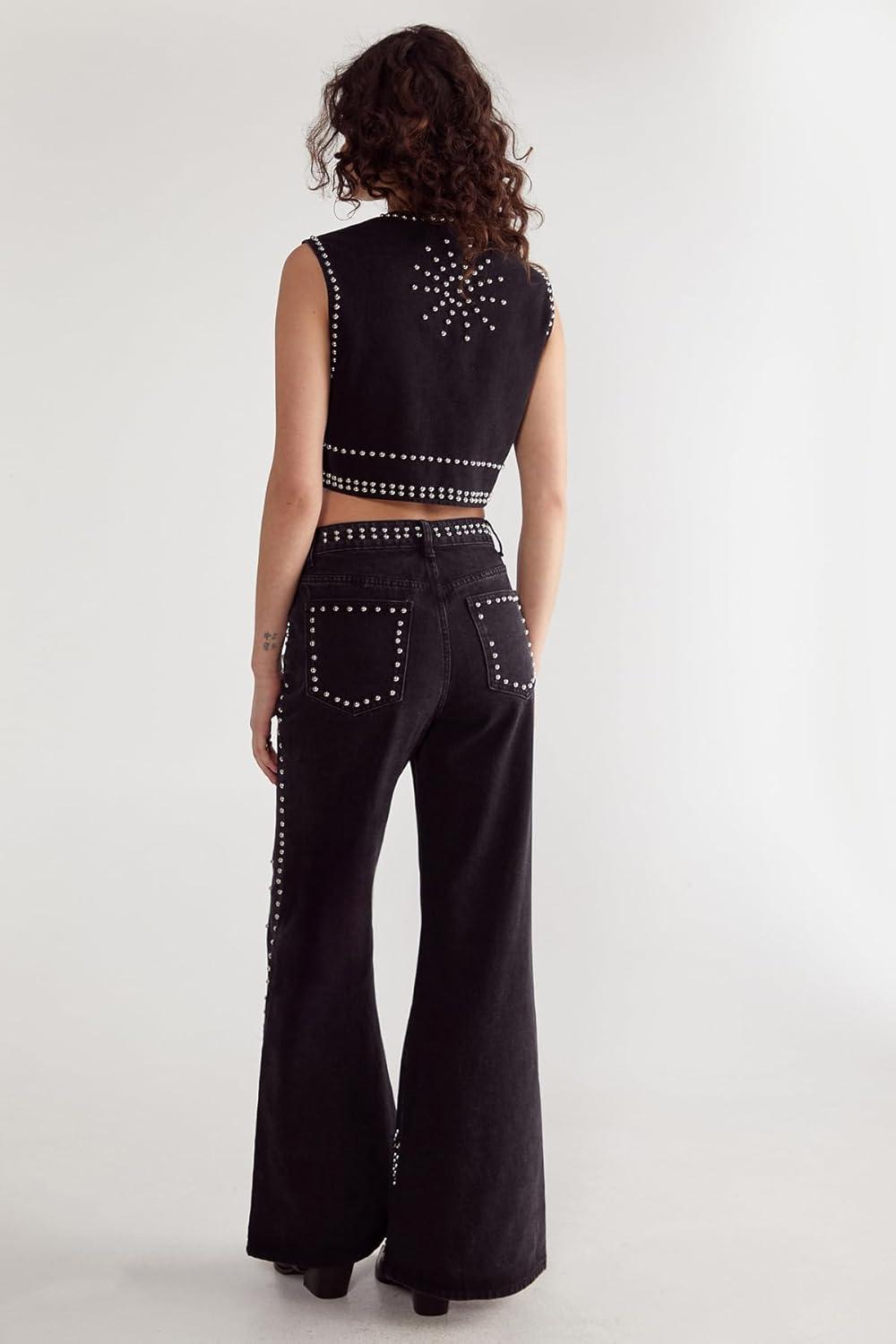 image:imageNasty Gal Western Studded Flare JeanBlack