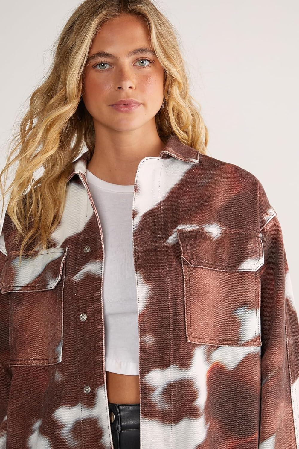 image:imageNasty Gal Womens Cow Denim Oversized ShirtChocolate