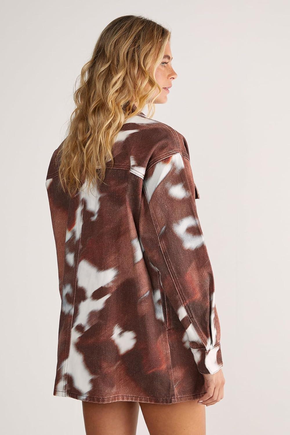 image:imageNasty Gal Womens Cow Denim Oversized ShirtChocolate