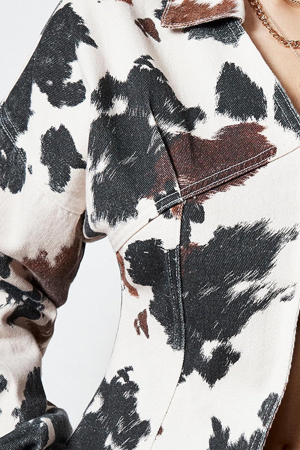 image:imageNasty Gal Womens Cow Print Denim Hot Pant ShortOffwhite