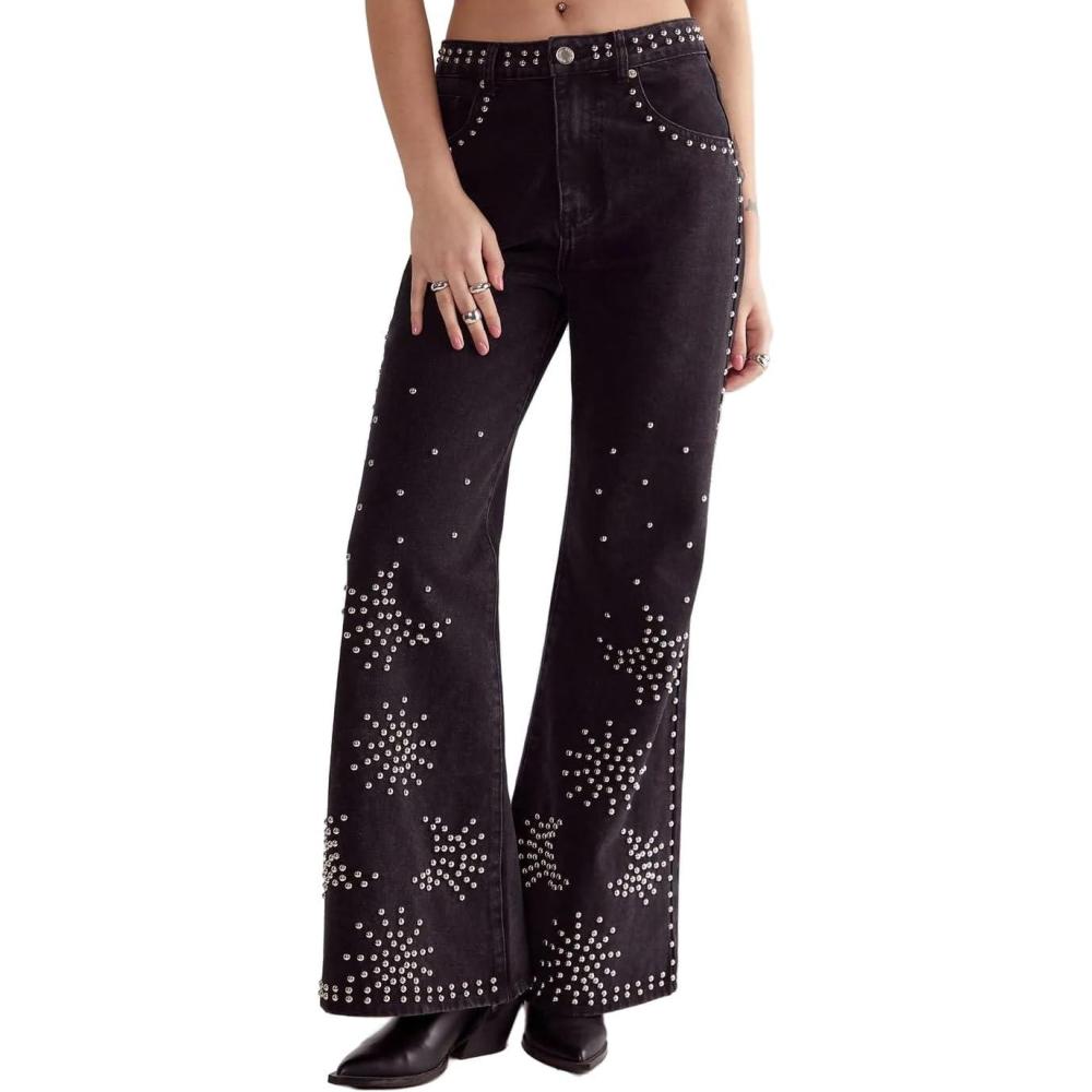 image:imageNasty Gal Western Studded Flare JeanBlack