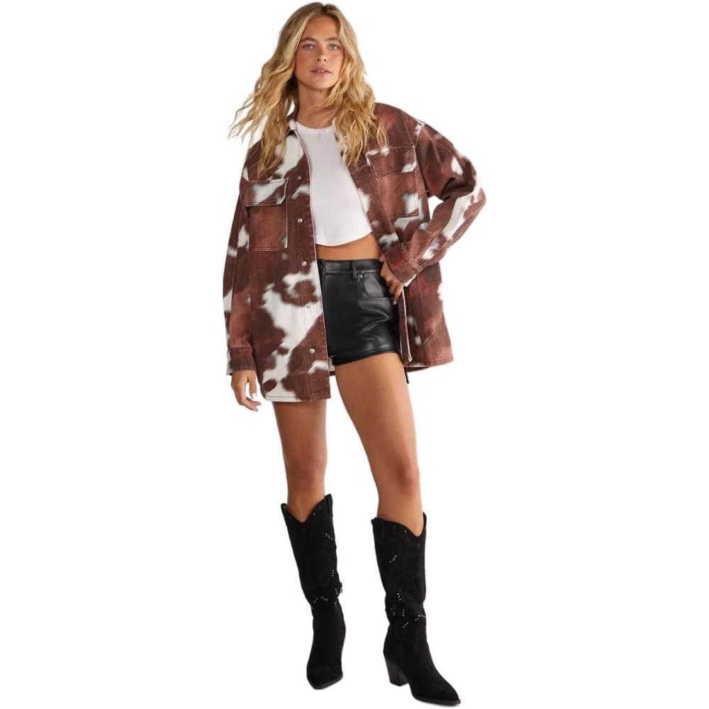 image:imageNasty Gal Womens Cow Denim Oversized ShirtChocolate