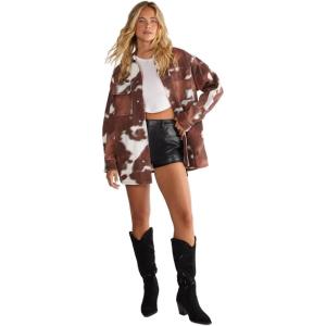 Nasty Gal Women’s Cow Denim Oversized Shirt(Chocolate)