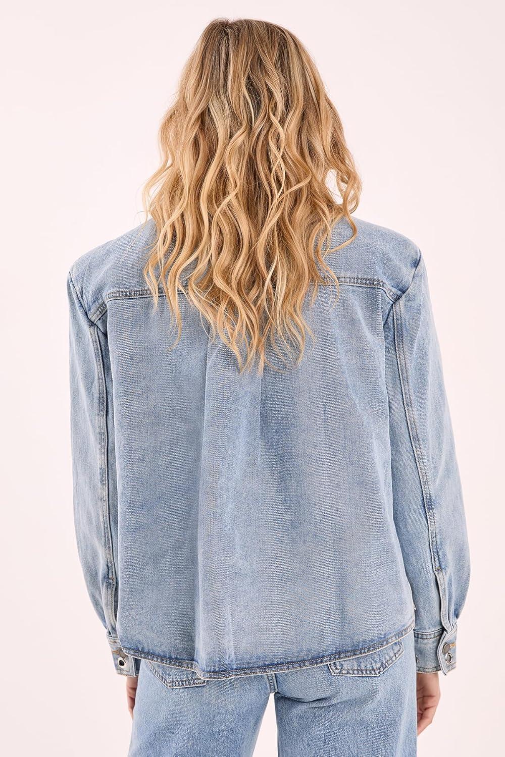 image:imageNasty Gal Womens Eyelet Detail Denim JacketLight Wash