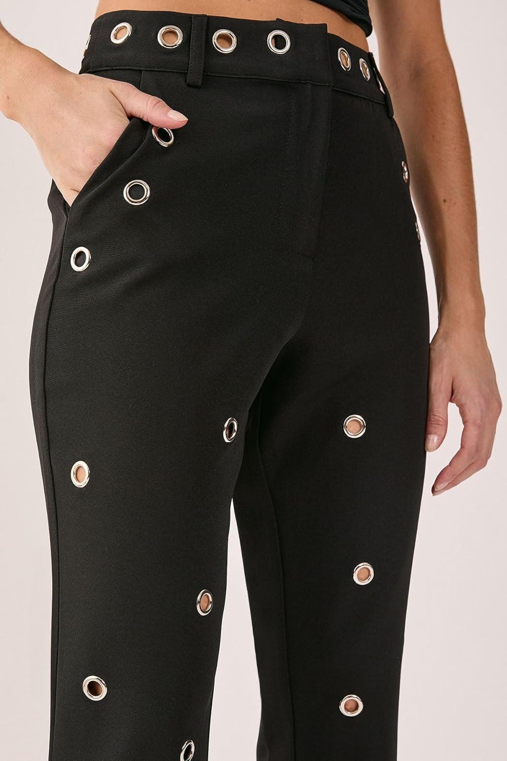 image:imageNasty Gal Eyelet Tailored Flared PantsBlack