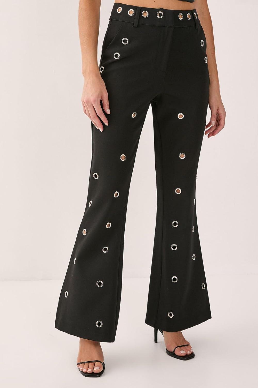 image:imageNasty Gal Eyelet Tailored Flared PantsBlack