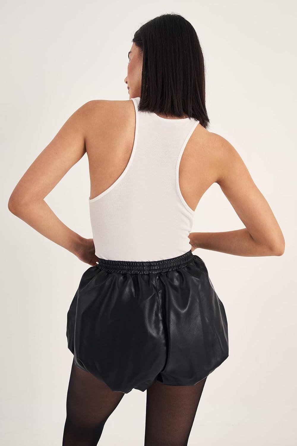 image:imageNasty Gal Faux Leather Bubble Hem Shorts
