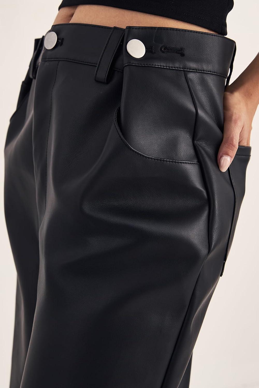 image:imageNasty Gal Slouch Faux Leather PantsBlack