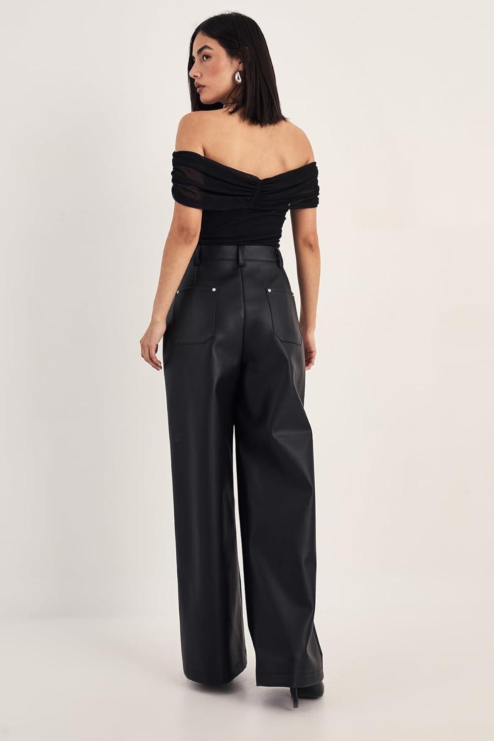 image:imageNasty Gal Slouch Faux Leather PantsBlack