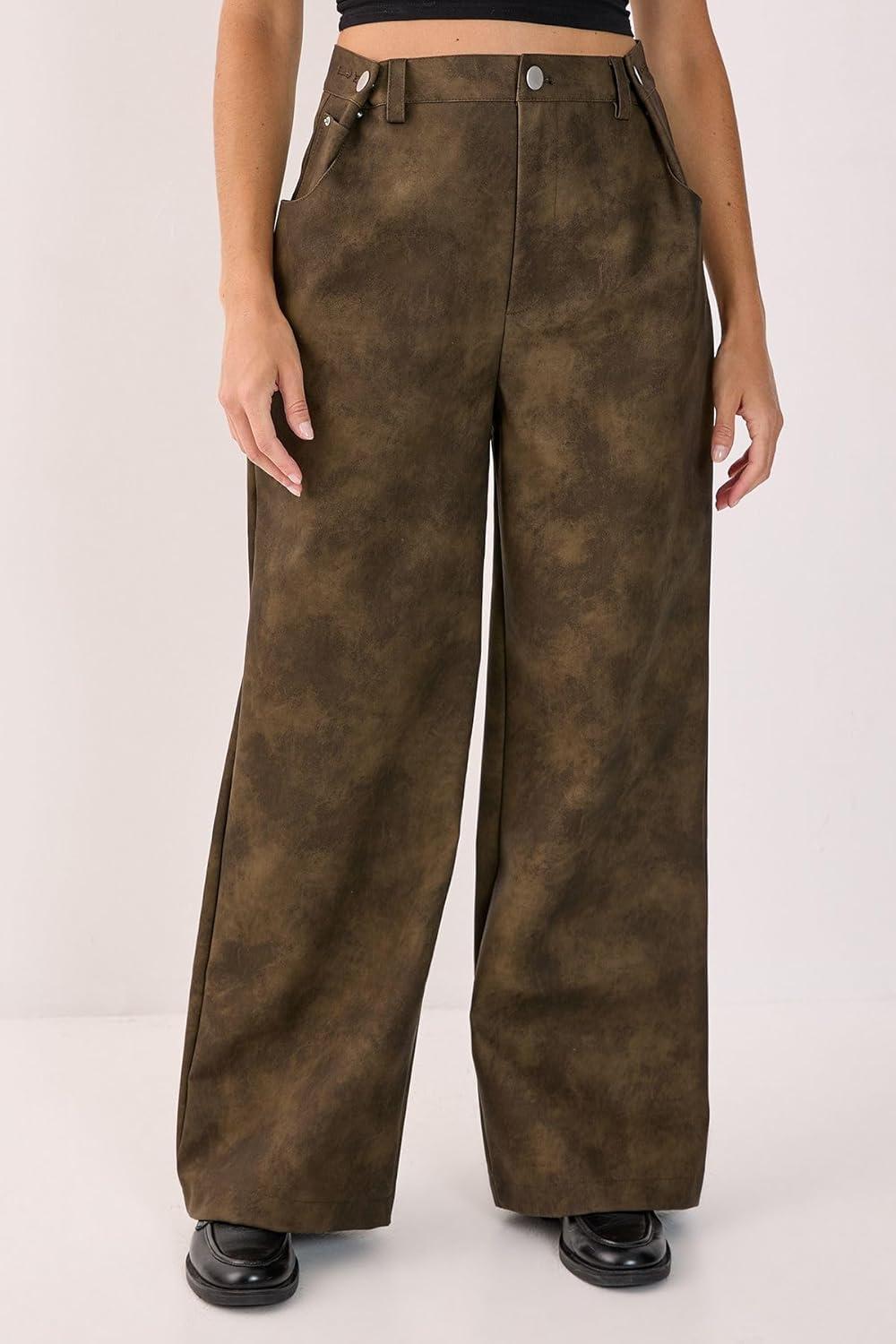 image:imageNasty Gal Slouch Faux Leather PantsOlive