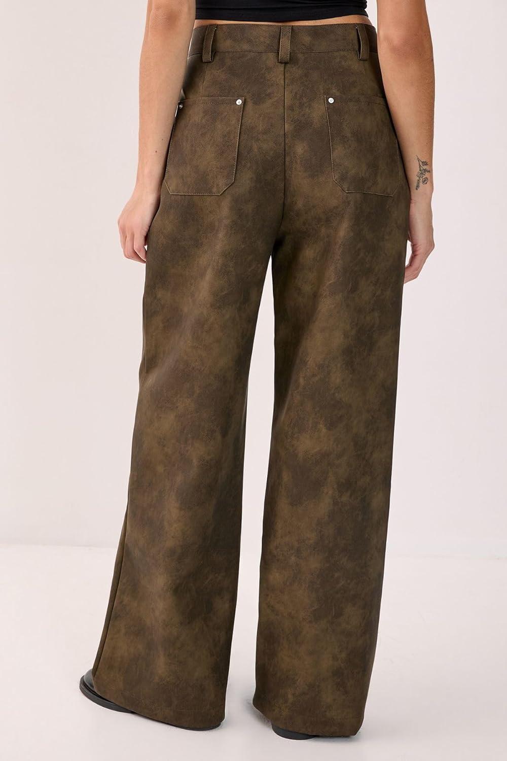 image:imageNasty Gal Slouch Faux Leather PantsOlive