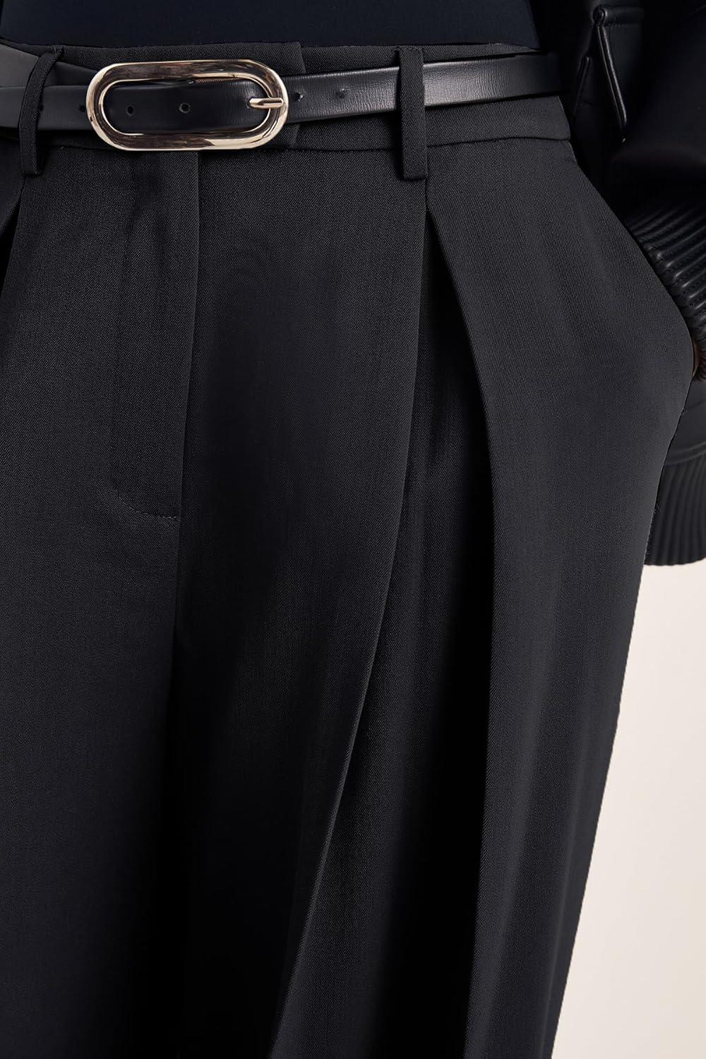 image:imageNasty Gal Womens Double Pleated Wide Leg Tailored PantsBlack