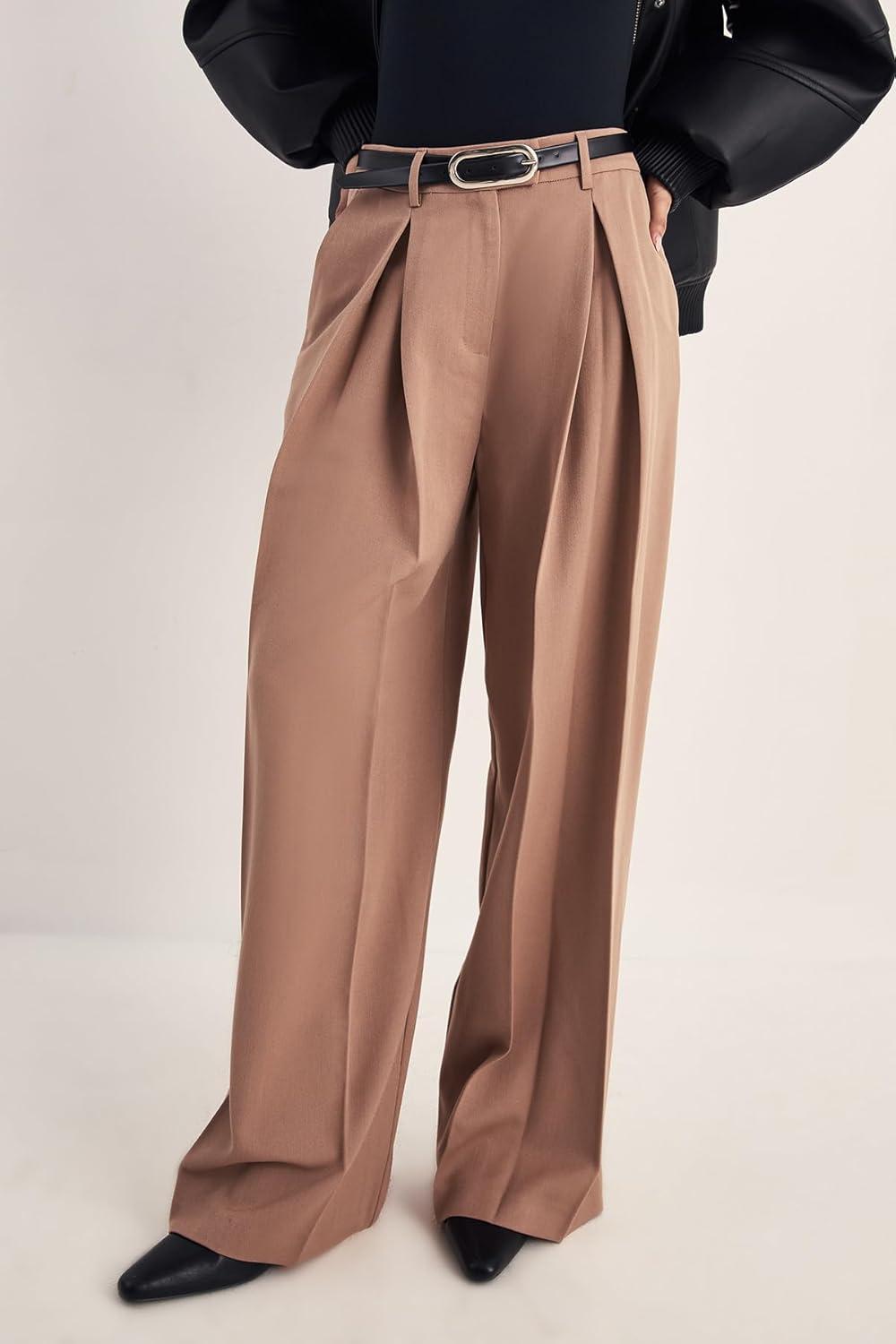 image:imageNasty Gal Womens Double Pleated Wide Leg Tailored PantsTaupe