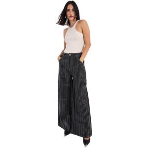 Nasty Gal Pinstripe Embroidered Faux Leather Slouch Pant